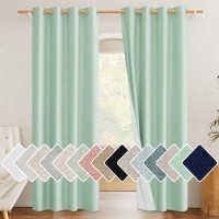 Nicetown 100 Absolutely Blackout Linen Curtains With Thermal Insulated White Liner Mint Green W52 X L84 2 Panels Long Drape