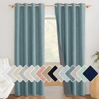 Nicetown 100 Absolutely Blackout Linen Curtains With Thermal Insulated White Liner Skylark Blue 52 Inches Wide 84 Inches Len