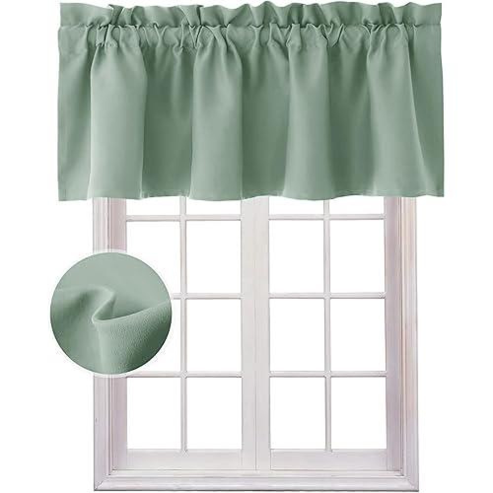 Hiasan Valance Curtains For Kitchen Blackout Thermal Insulated Solid Window Curtain Valance Light Sage 60 X 18 Inches 1 Panel