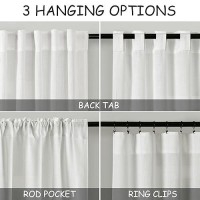 Linen Off White Curtains 120 Inch Extra Long For Living Room Back Tab Light Filtering Semi Sheer Drapes Modern Farmhouse Coastal