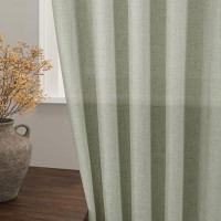 Extra Long Sage Green Curtain 2 Panels 102 Inches Long For Living Room Back Tab Rod Pocket Light Filtering Semi Sheer Drapes Cot