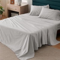 Bedsure 100 Cotton Sheets Queen Size Soft Percale Sheets 4 Pieces Grey Sheet Set Breathable Cooling Queen Sheets Cotton Be