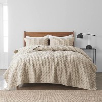 Wdcozy Oversized California Cal King Size Quilt Bedding Sets With Pillow Shams Beige Tan Cream Lightweight Soft Bedspread Cover