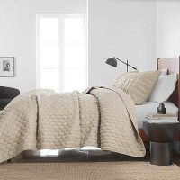 Wdcozy Oversized California Cal King Size Quilt Bedding Sets With Pillow Shams Beige Tan Cream Lightweight Soft Bedspread Cover