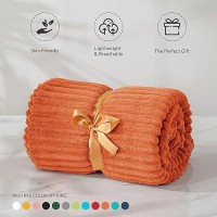 Bedelite Fleece Blanket Twin Size - 3D Ribbed Jacquard Soft And Warm Decorative Fuzzy Blankets - Cozy  Fluffy  Plush Lightweight Throw Blankets For Couch  Bed  Sofa(Orange  60X80 Inches)