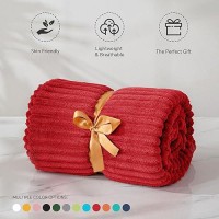 Bedelite Fleece Blanket Twin Size - 3D Ribbed Jacquard Soft And Warm Decorative Fuzzy Blankets - Cozy  Fluffy  Plush Lightweight Throw Blankets For Couch  Bed  Sofa(Red  60X80 Inches)