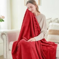 Bedelite Fleece Blanket Twin Size - 3D Ribbed Jacquard Soft And Warm Decorative Fuzzy Blankets - Cozy  Fluffy  Plush Lightweight Throw Blankets For Couch  Bed  Sofa(Red  60X80 Inches)