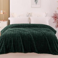 Exclusivo Mezcla Twin Size Soft Fleece Blanket  60X80 Inches 3D Clouds Stylish Jacquard Velvet Blanket For Bed  Cozy Soft Lightweight For All Season  Forest Green Blanket