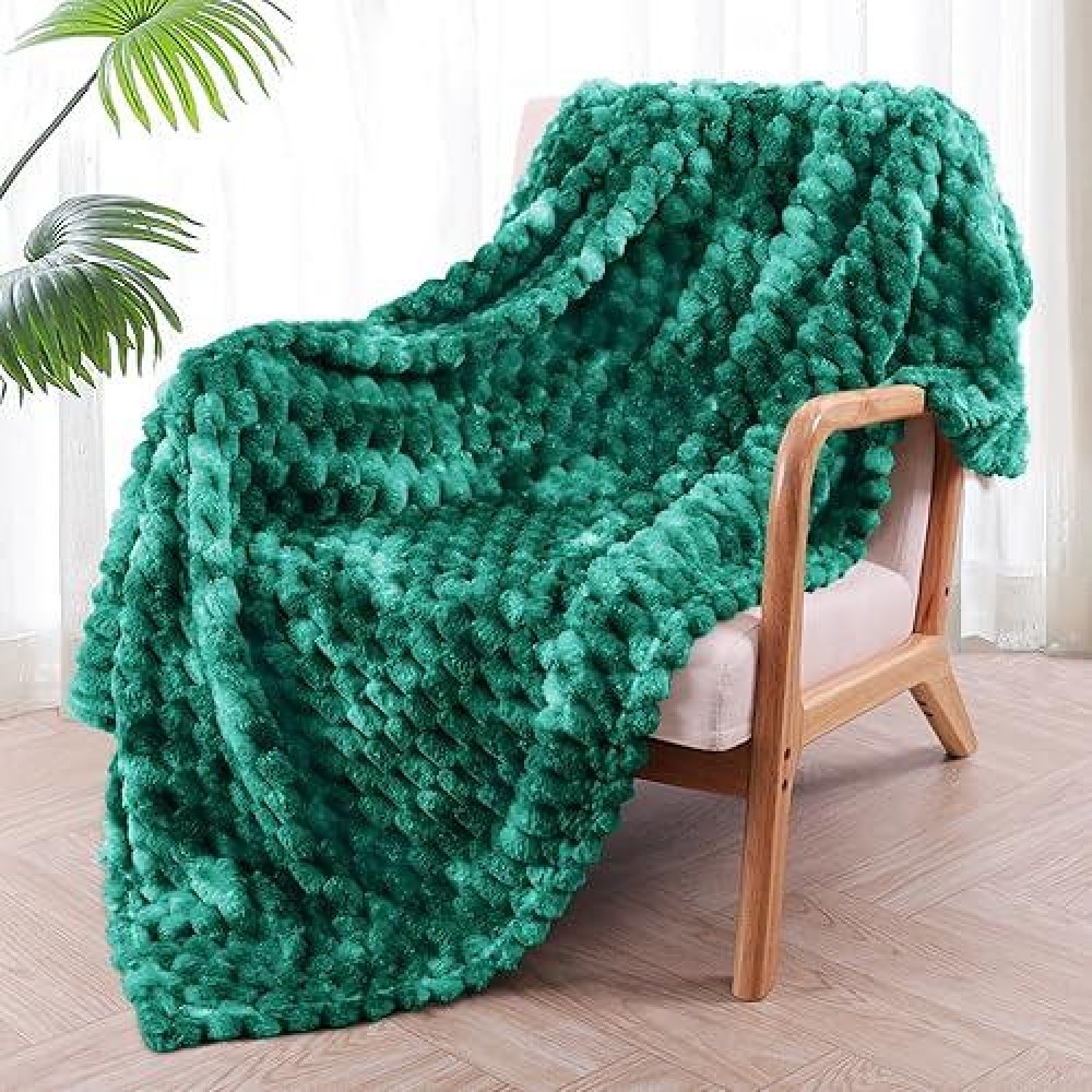 Exclusivo Mezcla Extra Large Soft Fleece Throw Blanket  50X70 Inches 3D Clouds Stylish Jacquard Throw Blanket For Couch  Cozy Soft Lightweight For All Season  Tie-Dye Teal Blanket