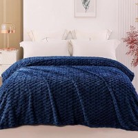 Exclusivo Mezcla Queen Size Soft Fleece Blanket  90X90 Inches 3D Clouds Stylish Jacquard Velvet Blanket For Bed  Cozy Soft Lightweight For All Season  Navy Blue Blanket