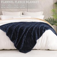 Exclusivo Mezcla Queen Size Soft Fleece Blanket  90X90 Inches 3D Clouds Stylish Jacquard Velvet Blanket For Bed  Cozy Soft Lightweight For All Season  Navy Blue Blanket