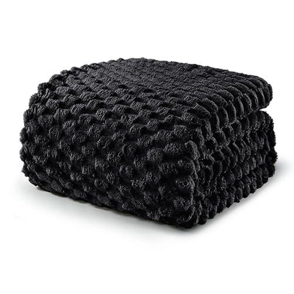 Exclusivo Mezcla King Size Soft Fleece Blanket  90X104 Inches 3D Clouds Stylish Jacquard Velvet Blanket For Bed  Cozy Soft Lightweight For All Season  Black Blanket