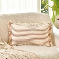 Zwjd Throw Pillow Covers 12X20 Set Of 2 Striped Pillow Covers With Fringe Chic Cotton Decorative Pillows Square Cushion Covers For Sofa Couch Bed Living Room Farmhouse Decor