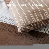 Andency Stripe Comforter Set King Size 104X90 Inch 3 Pieces Brown Patchwork Striped Comforter Soft Microfiber Down Alternati