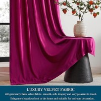 Primrose Hot Pink Velvet Curtains 90 Inch Long For Living Room Set Of 2 Panels Blackout Rod Pocket Back Tab Window Treatment Roo