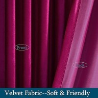 Primrose Hot Pink Velvet Curtains 90 Inch Long For Living Room Set Of 2 Panels Blackout Rod Pocket Back Tab Window Treatment Roo