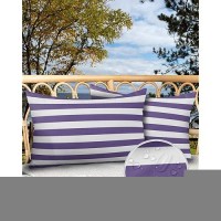 Lumbar Throw Pillow Covers 12X20 Outdoor Waterproof Pillow Covers For Patio Furniture Purple And White Stripes Throw Pillow Cove