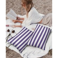 Lumbar Throw Pillow Covers 12X20 Outdoor Waterproof Pillow Covers For Patio Furniture Purple And White Stripes Throw Pillow Cove