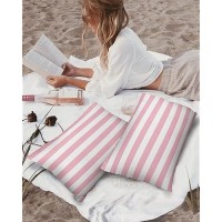 Lumbar Throw Pillow Covers 12X20 Outdoor Waterproof Pillow Covers For Patio Furniture Pink And White Stripes Throw Pillow Cover