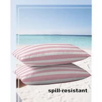 Lumbar Throw Pillow Covers 12X20 Outdoor Waterproof Pillow Covers For Patio Furniture Pink And White Stripes Throw Pillow Cover