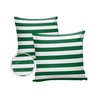 Outdoor Waterproof Pillow Covers For Patio Furniture Merry Christmas Decorative Throw Pillow Cover Green And White Stripes Pillo