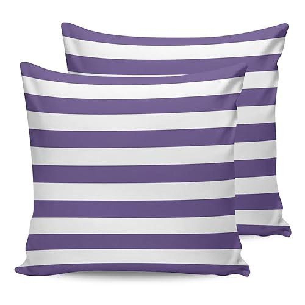 Alageo Outdoor Waterproof Pillow Covers For Patio Furniture Purple And White Stripes Decorative Throw Pillow Cover Solid Striped