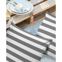 Alageo Outdoor Waterproof Pillow Covers For Patio Furniture Grey And White Stripes Decorative Throw Pillow Cover Solid Striped P