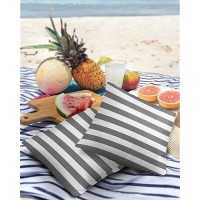 Alageo Outdoor Waterproof Pillow Covers For Patio Furniture Grey And White Stripes Decorative Throw Pillow Cover Solid Striped P