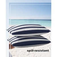 Lumbar Throw Pillow Covers 12X20 Outdoor Waterproof Pillow Covers For Patio Furniture Nautical Striped Throw Pillow Cover Navy B