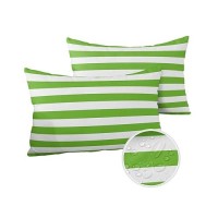 Lumbar Throw Pillow Covers 12X20 Outdoor Waterproof Pillow Covers For Patio Furniture Green White Stripes Decorative Throw Pillo