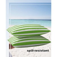 Lumbar Throw Pillow Covers 12X20 Outdoor Waterproof Pillow Covers For Patio Furniture Green White Stripes Decorative Throw Pillo