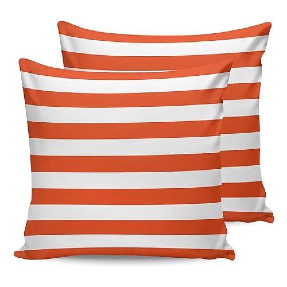 Alageo Outdoor Waterproof Pillow Covers For Patio Furniture Orange And White Stripes Decorative Throw Pillow Cover Solid Striped