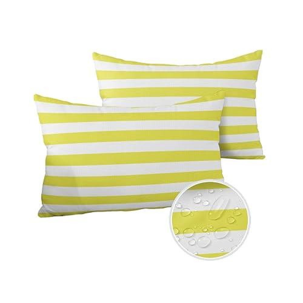 Lumbar Throw Pillow Covers 12X20 Outdoor Waterproof Pillow Covers For Patio Furniture Yellow And White Stripes Throw Pillow Cove