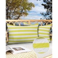 Lumbar Throw Pillow Covers 12X20 Outdoor Waterproof Pillow Covers For Patio Furniture Yellow And White Stripes Throw Pillow Cove