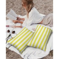 Lumbar Throw Pillow Covers 12X20 Outdoor Waterproof Pillow Covers For Patio Furniture Yellow And White Stripes Throw Pillow Cove