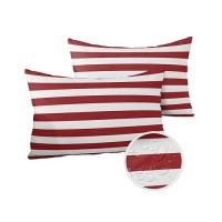 Lumbar Throw Pillow Covers 12X20 Outdoor Waterproof Pillow Covers For Patio Furniture Christmas Red Throw Pillow Cover Red And W