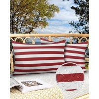 Lumbar Throw Pillow Covers 12X20 Outdoor Waterproof Pillow Covers For Patio Furniture Christmas Red Throw Pillow Cover Red And W