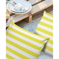 Alageo Outdoor Waterproof Pillow Covers For Patio Furniture Yellow And White Stripes Decorative Throw Pillow Cover Solid Striped