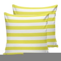 Alageo Outdoor Waterproof Pillow Covers For Patio Furniture Yellow And White Stripes Decorative Throw Pillow Cover Solid Striped