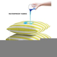 Alageo Outdoor Waterproof Pillow Covers For Patio Furniture Yellow And White Stripes Decorative Throw Pillow Cover Solid Striped