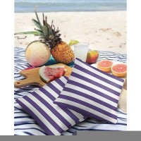 Alageo Outdoor Waterproof Pillow Covers For Patio Furniture Purple And White Stripes Decorative Throw Pillow Cover Solid Striped