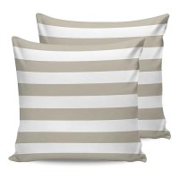 Alageo Outdoor Waterproof Pillow Covers For Patio Furniture Solid Striped Decorative Throw Pillow Cover Beige Pillowcases Set Of