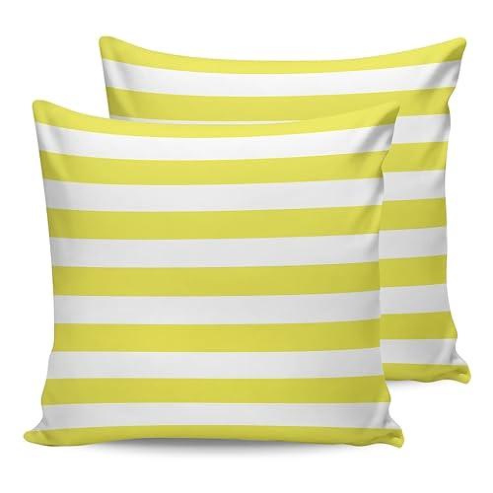 Alageo Outdoor Waterproof Pillow Covers For Patio Furniture Yellow And White Stripes Decorative Throw Pillow Cover Solid Striped