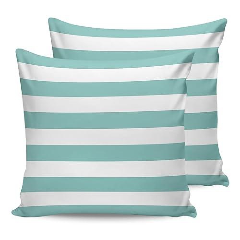 Alageo Outdoor Waterproof Pillow Covers For Patio Furniture Solid Striped Decorative Throw Pillow Cover Teal Blue Pillowcases Se