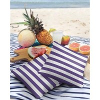 Alageo Outdoor Waterproof Pillow Covers For Patio Furniture Purple And White Stripes Decorative Throw Pillow Cover Solid Striped