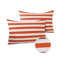 Lumbar Throw Pillow Covers 12X20 Outdoor Waterproof Pillow Covers For Patio Furniture Orange And White Stripes Throw Pillow Cove