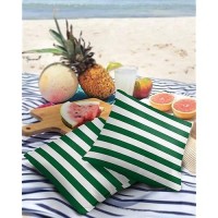 Outdoor Waterproof Pillow Covers For Patio Furniture Merry Christmas Decorative Throw Pillow Cover Green And White Stripes Pillo