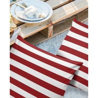 Outdoor Waterproof Pillow Covers For Patio Furniture Merry Christmas Decorative Throw Pillow Cover Red And White Stripes Pillowc