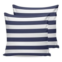 Outdoor Waterproof Pillow Covers For Patio Furniture Solid Nautical Striped Decorative Throw Pillow Cover Navy Blue Pillowcases