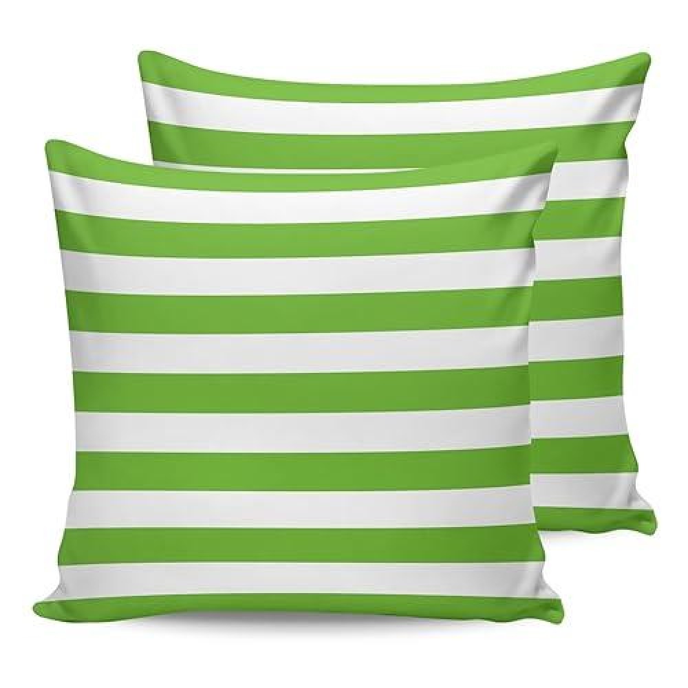 Alageo Outdoor Waterproof Pillow Covers For Patio Furniture Green And White Stripes Decorative Throw Pillow Cover Solid Striped